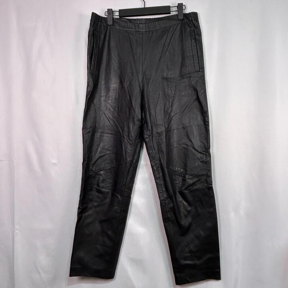 Vintage Cedars Petites Leather Pants Women Small Black Genuine Leather Pull On P